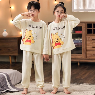 Pyjama pour enfants 2 pièces bande dessinée anime manches longues pieds gaufrage tissu