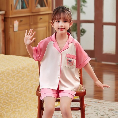 Pyjama pour enfants ensemble de deux pièces ruban de neige et de glace poches dessin animé modèle