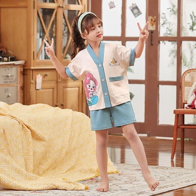 Pyjama enfants deux pièces coton mignon bande dessinée col V
