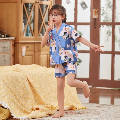 Pyjama pour enfants deux pièces mignon bande dessinée avec poche V col