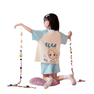 Pyjama pour enfants deux pièces mignon dessin animé bleu ample