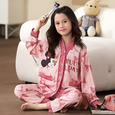 Pyjama 2 pièces pour enfants Ice Silk Mickey Mouse Pink