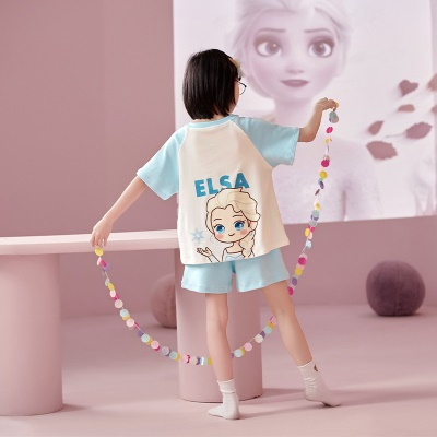 Pyjama pour enfants deux pièces mignon dessin animé bleu ample