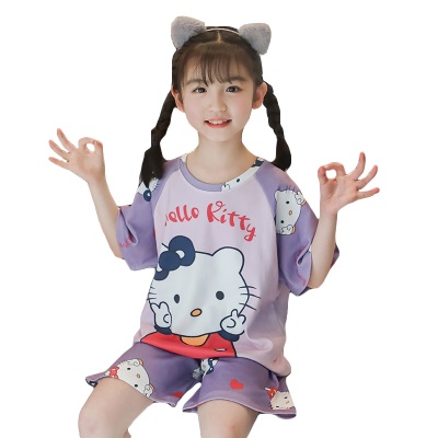 Pyjama fille manches courtes short mignon dessin animé violet