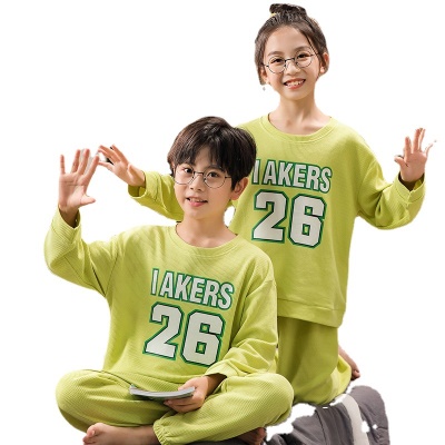 Pyjama pour enfants ensemble de deux pièces avec imprimé numérique vert tissu gaufrage