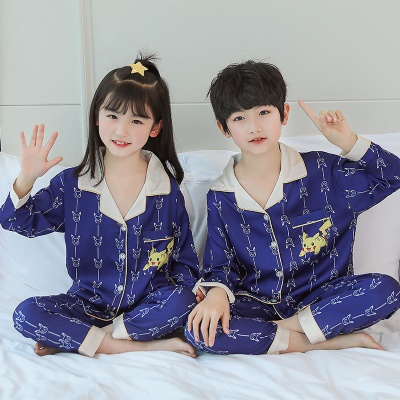 pyjama deux pièces Ice Silk manches longues cardigan dessin animé anime