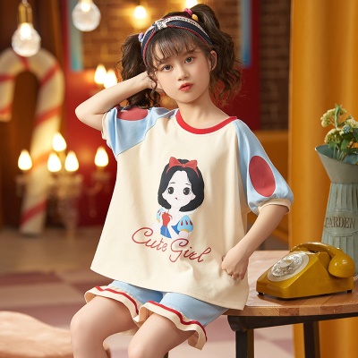 Enfants pyjama deux pièces dentelle lâche respirant dessin animé anime