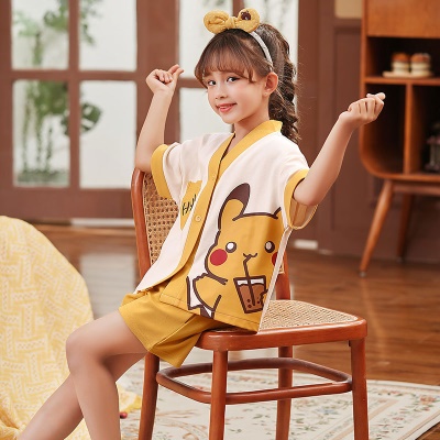 Pyjama enfants deux pièces coton mignon bande dessinée col V