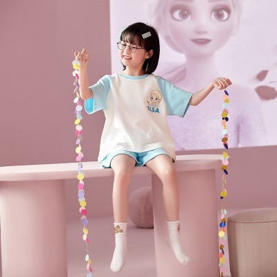 Pyjama pour enfants deux pièces mignon dessin animé bleu ample