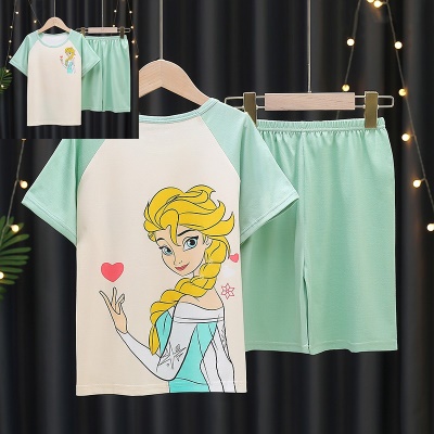 Pyjama pour enfants ensemble 2 pièces lait soie dessin animé imprimé lâche et respirant