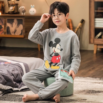 Ensemble de pyjamas 2 pièces pour enfants Mickey Mouse imprimé en tissu gris gaufré