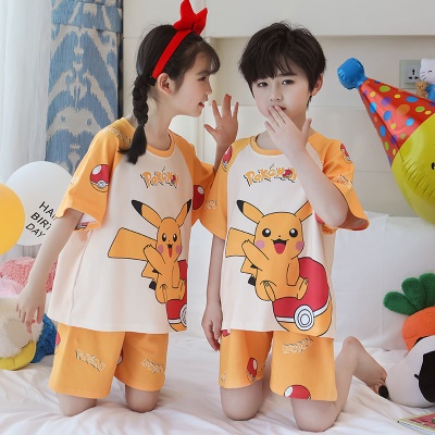 Pyjama 2 pièces pour enfants en coton imprimé Pikachu orange