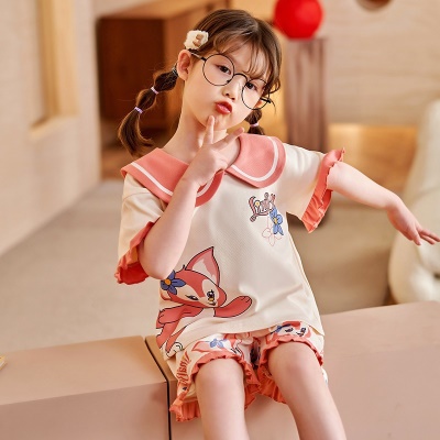 Pyjama pour enfants deux pièces motif de dessin animé rouge sans boulochage