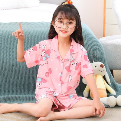 Pyjama pour enfants deux pièces mignon cardigan rose de dessin animé