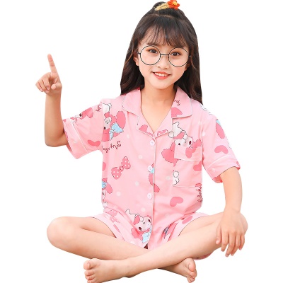 Pyjama pour enfants deux pièces mignon cardigan rose de dessin animé