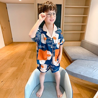 Ensemble de pyjama en soie pour enfants à manches courtes