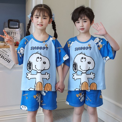 Pyjama pour enfants deux pièces bleu mignon bande dessinée coton