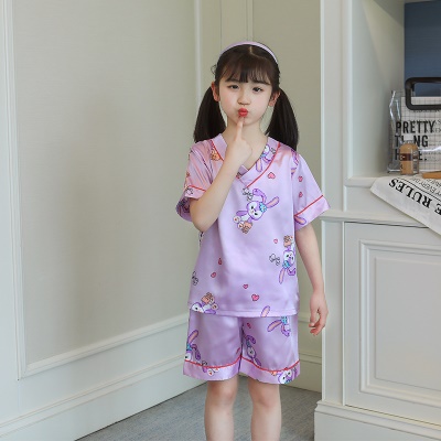 pyjama deux pièces Ice Silk violet dessin animé modèle