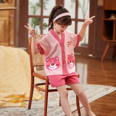 Pyjama pour enfants deux pièces mignon bande dessinée ample avec poche