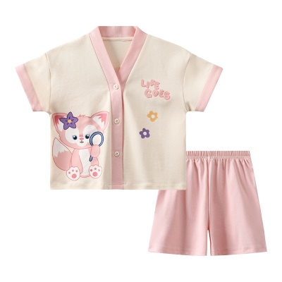 Pyjama pour enfants deux pièces mignon bande dessinée ample avec poche