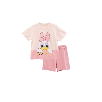 Pyjama 2 pièces pour enfants modèle canard rose en coton