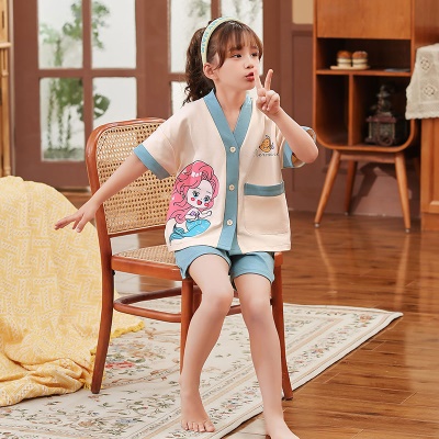 Pyjama pour enfants deux pièces mignon bande dessinée ample avec poche