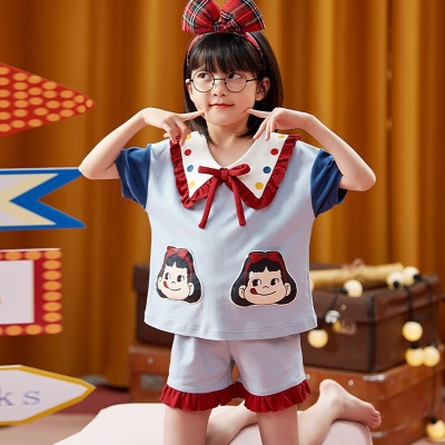 Pyjama pour enfants deux pièces arc bleu et rouge coton