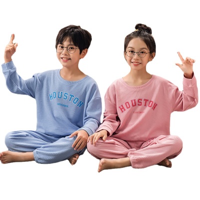 Pantalon de pyjama pour enfants imprimé lettre en tissu gaufré