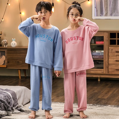 Pantalon de pyjama pour enfants imprimé lettre en tissu gaufré