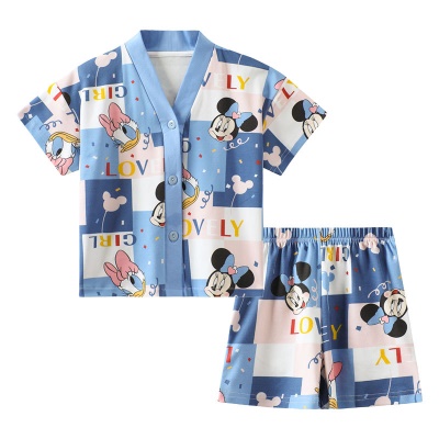 Pyjama pour enfants deux pièces mignon bande dessinée avec poche V col