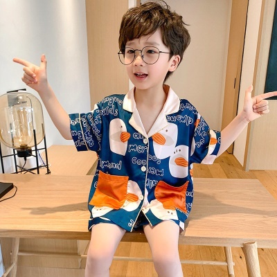 Ensemble de pyjama en soie pour enfants à manches courtes