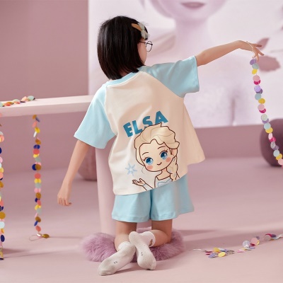 Pyjama pour enfants deux pièces mignon dessin animé bleu ample