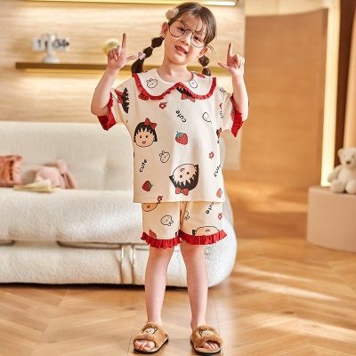 Pyjama pour enfants 2 pièces Cherry Marlettes en coton rouge