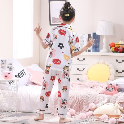 Pyjama pour enfants Ice Silk Manches courtes Imprimé à revers