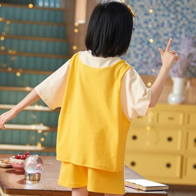 Pyjama 2 pièces pour enfants tissu modal jaune Bob l'éponge