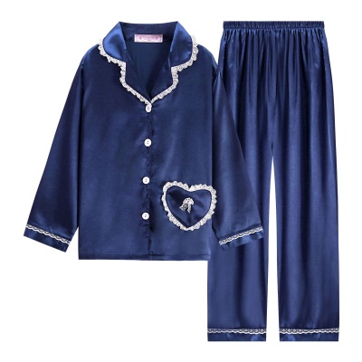 Pyjama pour enfants deux pièces Ice Silk Lace Love Pocket Boutons