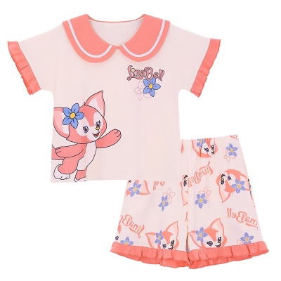 Pyjama pour enfants deux pièces motif de dessin animé rouge sans boulochage