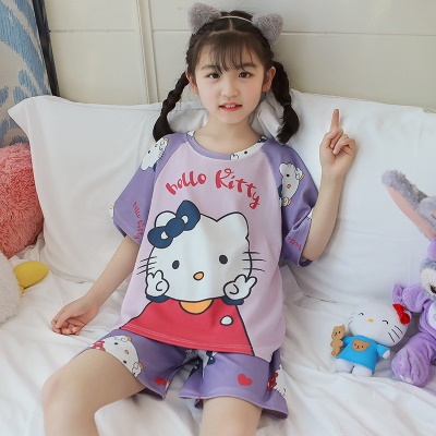 Pyjama fille manches courtes short mignon dessin animé violet