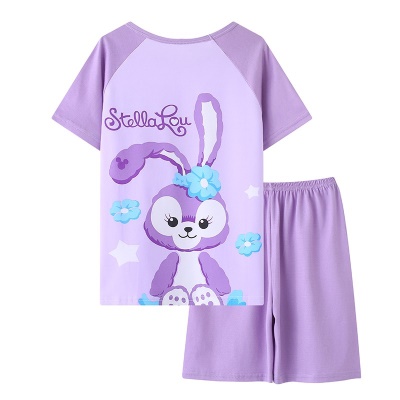 Pyjama pour enfants ensemble 2 pièces lait soie dessin animé imprimé lâche et respirant