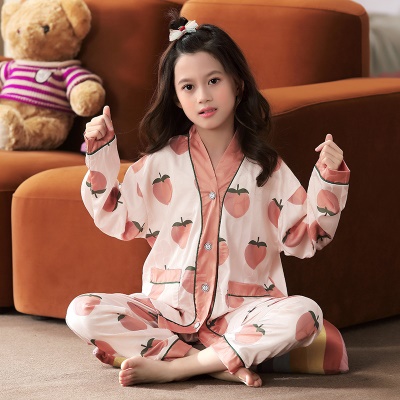 Pyjama pour enfants deux pièces Ice Silk Comfort Respirant Fruit Motif