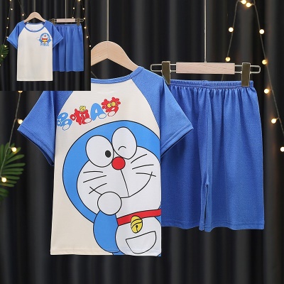 Pyjama pour enfants ensemble 2 pièces lait soie dessin animé imprimé lâche et respirant