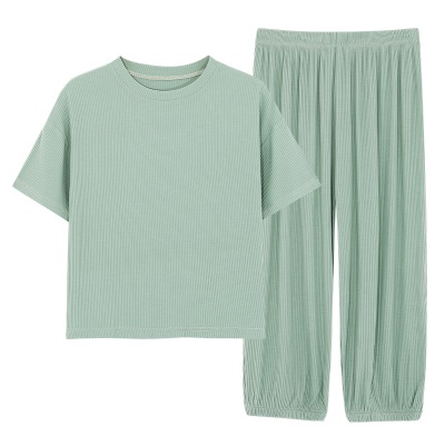 Pyjama 2 pièces en tissu modal vert