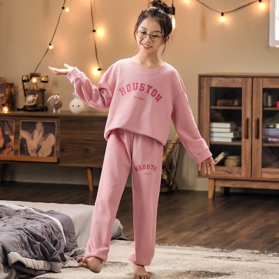 Pantalon de pyjama pour enfants imprimé lettre en tissu gaufré