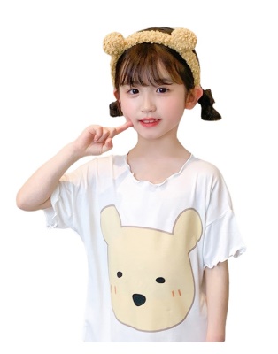 Pyjama 2 pièces pour les filles manches courtes short bord ondulé rose