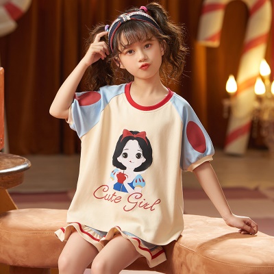Enfants pyjama deux pièces dentelle lâche respirant dessin animé anime