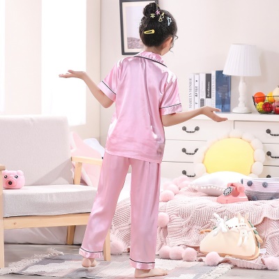 Pyjama 2 pièces pour enfants Ice Silk Pink Pikachu Motif