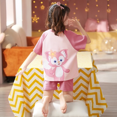 Enfants pyjama deux pièces dentelle lâche respirant dessin animé anime
