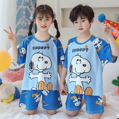 Pyjama pour enfants deux pièces bleu mignon bande dessinée coton