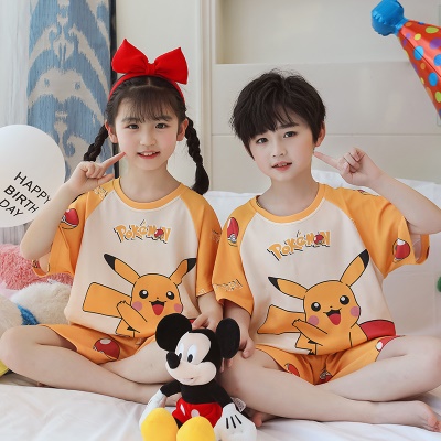Pyjama 2 pièces pour enfants en coton imprimé Pikachu orange