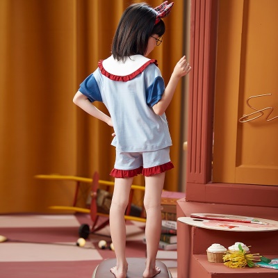 Pyjama pour enfants deux pièces arc bleu et rouge coton